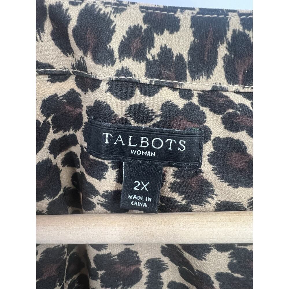Talbots Leopard Print Button Front Popover Tunic … - image 3